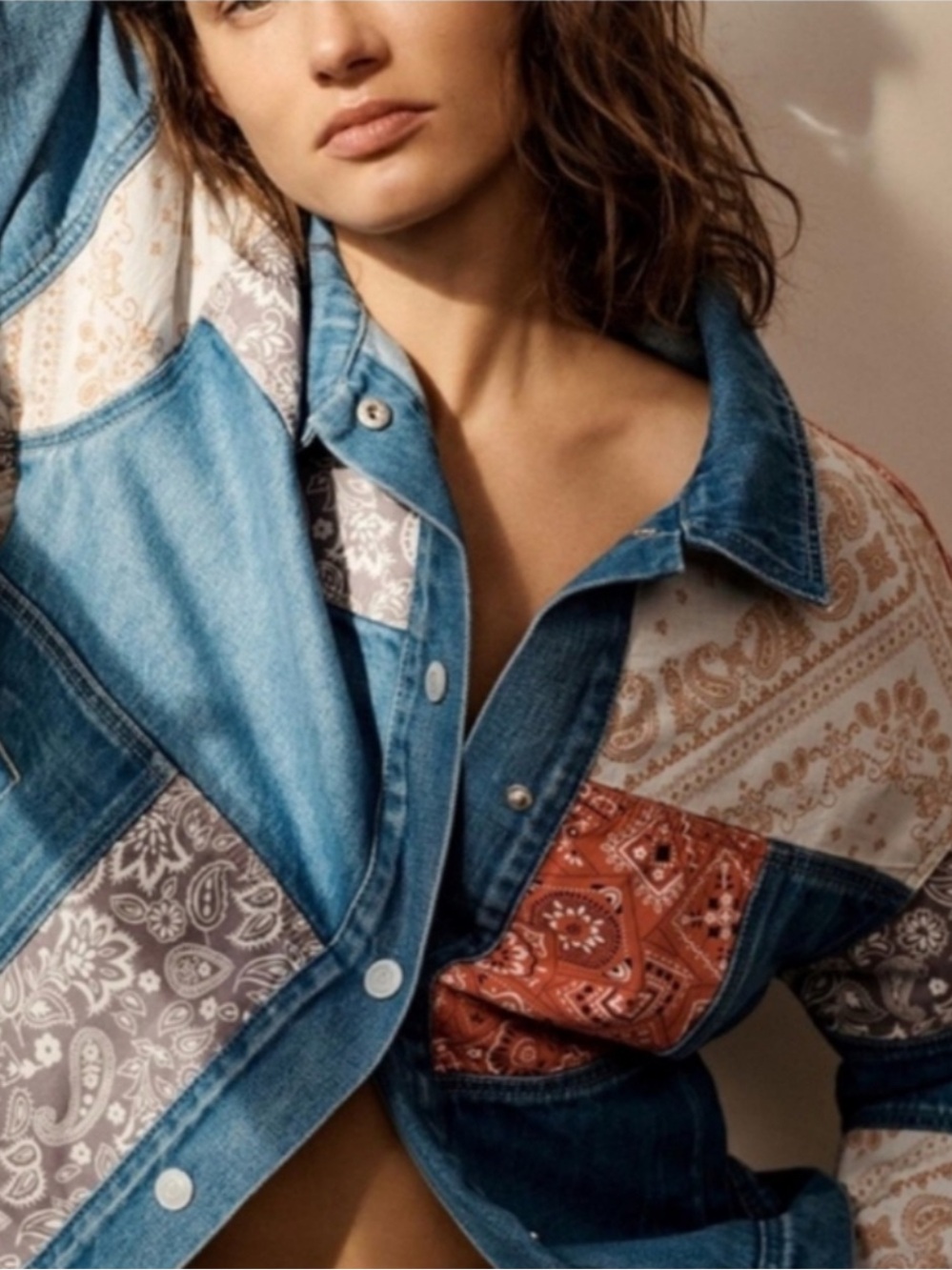 Paisley Patchwork Denim Jacket ❤️🤍💙